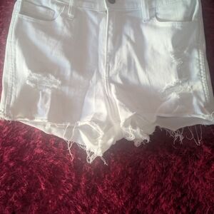 Hollister Women's Distressed White Jean Shorts